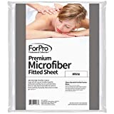 ForPro Professional Collection Premium Microfiber Fitted Sheet, Ultra-Light, Stain and Wrinkle-Resistant for Massage Tables, White, 36w x 77l x 7h"