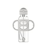 Dr. Browns Milestones Narrow Sippy Straw Bottle with 100% Silicone Handles, 8oz/250mL, Gray, 1 Pack, 6m+