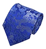 Royal Blue Silver Jacquard Woven Silk Ties Formal Neckties Present Gifts for Men