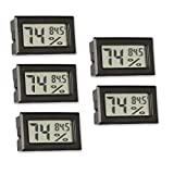 5 Pack Mini Thermometer Hygrometer, Small Digital Electronic Temperature Humidity Meters Gauge Indoor Outdoor LCD Display Monitor Fahrenheit (℉) for Humidors Greenhouse Home Room Cellar Fridge