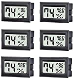 TASOGEN 6 Pack Mini Digital Thermometer Hygrometer,Indoor Temperature and Humidity Gauge Meter Monitor Fahrenheit (℉) for Humidor,Greenhouse,Reptile Tank,Home,Jars