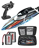 ALPHAREV RC Boat with Case R308 20+ MPH Fast Remote Control Boat for Pools and Lakes, 2.4 GHZ RC Boats for Adults and Kids with Rechargeable Battery