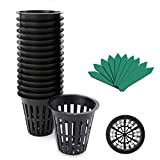 GROWNEER 50 Packs 2 Inches Garden Slotted Mesh Net Cups, Heavy Duty Net Pots with 50 Packs Plant Labels, Wide Lip Bucket Basket for Hydroponics