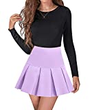 High Waisted Pleated Skirts for Women Skater Tennis Skirt with Shorts Pockets Cute Mini A-Line Skirt (#1 Light Purple,Medium)