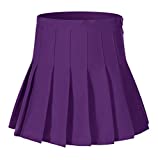 Beautifulfashionlife Girl's School Uniform Costumes Solid Pleated Mini Skirt(XS, Dark Purple)