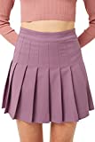 FASHION BOOMY Womens's Plaid Tennis Skirts - High Waisted Pleated Skater Skirts Small Purple