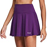 BALEAF Women's High Waisted Tennis Skirt Pleated Golf Athletic Active Running Skorts Skirts Pockets Purple M