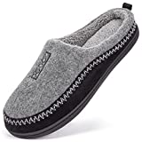 HomeTop Men's Indoor/Outdoor Wool Cross Decor Slip On Memory Foam Clog House Slippers (US Men’s 11-12, Gray)