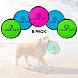 Hyper Pet Flippy Flopper Dog Frisbee Interactive Dog Toys [Flying Disc Dog Fetch Toy - Floats in Water & Safe on Teeth] (Pack of 5, Colors Will Vary)