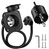 15 Amp AC Port Plug, ETL Listed Power Inlet Socket 125 Volt with 2 Inch Hole Saw Bi-Metal Hole Saw Twist Drill Bit, L Hex Wrench Waterproof Electrical Outlet Receptacle Box for Outdoor RV Travel