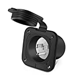 Bumbee 15 Amp 125V Flanged Inlet, NEMA 5-15P 2 Pole 3-Wire AC Port Plug, RV Shore Power Inlet Plug w/ Waterproof Cover for Marine Boat RV Shed Electrical Connections