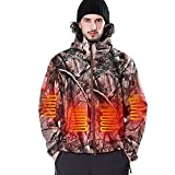 DEWBU Heated Jacket with Battery Pack Winter Outdoor Soft Shell Electric Heating Coat, Men's Tree, L