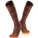 ORORO Heated Socks for Men and Women, Rechargeable Electric Socks for Hunting Skiing and Cold Feet(Orange,M)