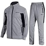 TBMPOY Men's 2 Piece Jacket & Pants Woven Warm Jogging Gym Activewear(grey,US M)