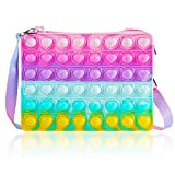 NDESYDAI Pop Purse for Girls, Big Pop Fidget Bag for iPad Mini, Fidget Toy Purse Crossbody Bag for Women, Silicone Sensory Purse Case for Students Kids Stress Relief