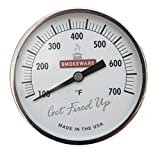 SmokeWare Temperature Gauge  3-inch Face, 0-700F Range, White, Replacement Thermometer for Big Green Egg Grills, Made in The USA