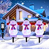 Christmas Pathway Lights Outdoor Decoration, Snowman Landscape Path Lights, HueLiv 3 PCS LED Snowman Pathway Lights, Waterproof Pathway Stake Lights for Garden, Patio, Yard, Lawn Plug in Lighted Decor