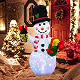 HueLiv Inflatable Christmas Decorations for The Yard, 4FT Xmas Outdoor Snowman Blow Up Decorations with Colorful Rotating LED Lights for Indoor Lawn Garden Holiday Decorations