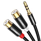 UGREEN 3.5mm Male to 2 RCA Female Cable Hi-Fi Sound RCA Auxiliary Stereo Audio Adapter Gold Plated RCA Y Splitter Aux Cord Compatible with iPhone iPod iPad MP3 Tablets Computer Sound Speaker, 0.8 Feet