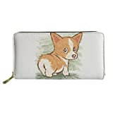 Mumeson Women RFID PU Leather Zip Around Wallet Corgi Print Clutch Travel Purse