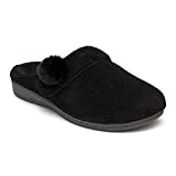 Vionic Women's Indulge Emily Mule Slipper-Comfortable Spa House Slippers that include Three-Zone Comfort with Orthotic Insole Arch Support, Soft House Shoes for Ladies Black Terry 12 Medium US