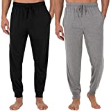 Fruit of the Loom Men's Jersey Knit Jogger Sleep Pant (1 and 2 Packs), Black/Grey Heather, X-Large
