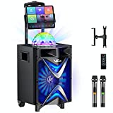 Karaoke Machine for Adults & Kids, VeGue Wireless Portable Karaoke Speaker with 2 UHF Wireless Microphones, Disco Ball, Ideal for Home Karaoke, Singing Party, Church (VS-1088)