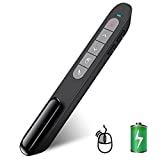 DINOSTRIKE Wireless Presenter Remote with Air Mouse Control, Rechargeable USB Presentation Clicker PPT Pointer RF 2.4GZ PowerPoint Clicker Slide Advancer for Computer Laptop Mac