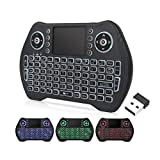 Backlit Mini Wireless Keyboard with Touchpad Mouse Combo, Rechargable Li-ion Battery & Multi-Media Handheld Remote for Google Android TV Box,PC,PAD