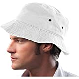 DS Mens 100% Cotton Fishing Hunting Summer Bucket Cap Hat, White, Large/X-Large