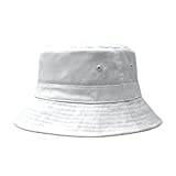 CHOK.LIDS Cotton Bucket Hats Unisex Wide Brim Outdoor Summer Cap Hiking Beach Sports (White)