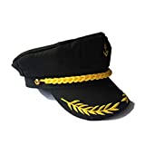 Dzrige Captain's Hat Sailors Hat Marine Admiral Hat Adjustable Sea Cap Navy Costume Accessory (Black)