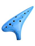 ”Joy of Wood Thrush” 12 Hole Alto C Ceramic Ocarina in Exquisite Craft (Water Blue)