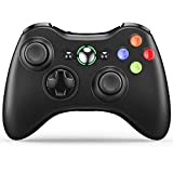 VOYEE Wireless Controller with Receiver Compatible with Microsoft Xbox 360/Slim/Windows 11/10/8/7, with Upgraded Joystick/Dual Shock (Black)