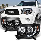 ACANII - For 2005-2011 Toyota Tacoma LED DRL Halo Ring Black Housing Projector Headlights Headlamps, Driver & Passenger