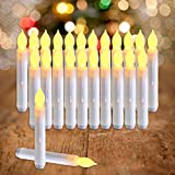 Raycare Set of 24 Flamelesss LED Taper Candles with Warm White Flickering Flame Light, Battery Operated Floating Candles, LED Taper Handheld Candlesticks for Church Party Halloween Decorations