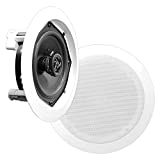 Pyle Home 5.25 Ceiling Wall Mount Speakers - Pair of 2-Way Midbass Woofer Speaker 1'' Polymer Dome Tweeter Flush Design w/ 80Hz - 20kHz Frequency Response & 150 Watts Peak Easy Installation-PDIC51RD