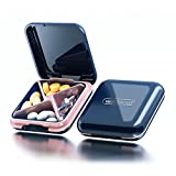 DUBSTAR Pill Case,Small Pill Box - Waterproof Portable Daily Small Pill Case for Purses Pocket Compact Travel Medicine Holder for Vitamins,Fish Oils,Supplements,Medication(Deep Blue)
