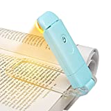 DEWENWILS USB Rechargeable Book Reading Light, Amber Glow, Blue Light Blocking, Brightness Adjustable for Eye-Protection, LED Clip on Book Lights, Portable Bookmark Light for Reading in Bed, Blue