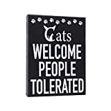 JennyGems Cats Welcome People Tolerated Sign, Cat Sign, 8x6 Inches Hanging Wall Art, American Made, Cat Decor, Cat Gifts, Funny Cat Signs, Wood Cat Sign for Cat Moms