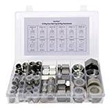 64 Pcs. O-Ring Face Seal ORFS Cap & Plug Assortment Kit, Galvanized Steel with Precision Threading ORS Flat Face Hydraulic Fitting Set, Dash Sizes 04 06 08 10 12 16