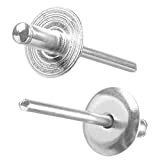 Pop Rivet With Large Flange, Steel Mandrel/Aluminum Body, 3/16 x1/2 Inch (4,8x12 mm), Flange Diameter: 5/8(15.5 mm), Blind Rivet Grip Range 3/16-9/32 Inch (5-7 mm), Qty:100 pcs