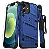 ZIZO Bolt Series for iPhone 12 Mini Case with Screen Protector Kickstand Holster Lanyard - Blue & Black