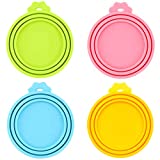IVIA PET Food Can Lids, Universal BPA Free Silicone Can Lids Covers for Dog and Cat Food, One Can Cap Fit Most Standard Size Canned Dog Cat Food4 Pack Multicolor