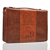 Christian Art Gifts Men/Women's Classic Bible Cover Gospel John 3:16, Brown Faux Leather, Large