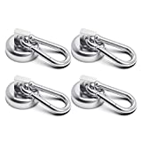 Ant Mag Carabiner Magnetic Hooks 50LBS Heavy Duty Neodymium Magnet Carabiner with Swivel Carabiner Snap Hook for Indoor/Outdoor Hanging Bagnet Grill Kitchen Purse Warehouse Office (4-Pack)