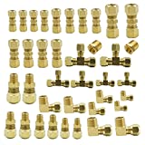 Legines 38 Pcs Brass D.O.T Air Brake Nylon Tubing Fitting Assortment Kits