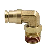 Legines DOT Brass Push in Fitting, Air Brake 90 Degree Swivel Male Elbow, 1/4" Tube OD x 1/4" NPT Male (Pack of 2)