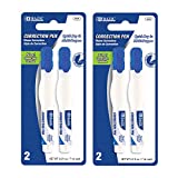 BAZIC Correction Pen, Precise Metal Tip Applicator, Fine Point Corrections Fluid, White Out Wipe Out Liquid (2/Pack), 2-Packs