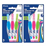 BAZIC Correction Pen (0.1 oz / 3 ml), Precise Metal Tip Applicator, Fine Point Corrections Fluid, Squeeze White Out Wipe Out Liquid (3/Pack), 2-Packs